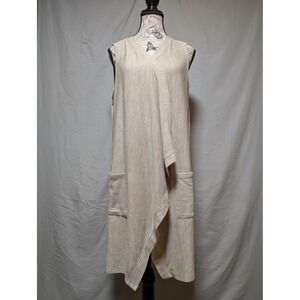 Cupio Women's Beige Oatmeal Textured Open Front Sleeveless Sweater Vest Size XL